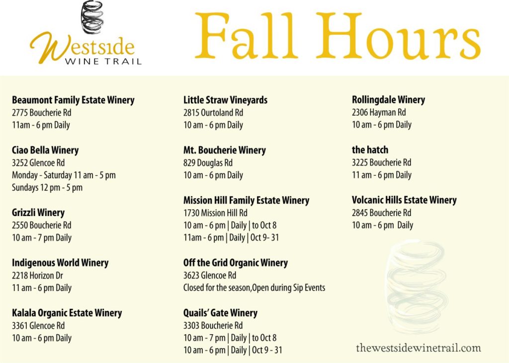 fall wine tasting Westside Wine Trail